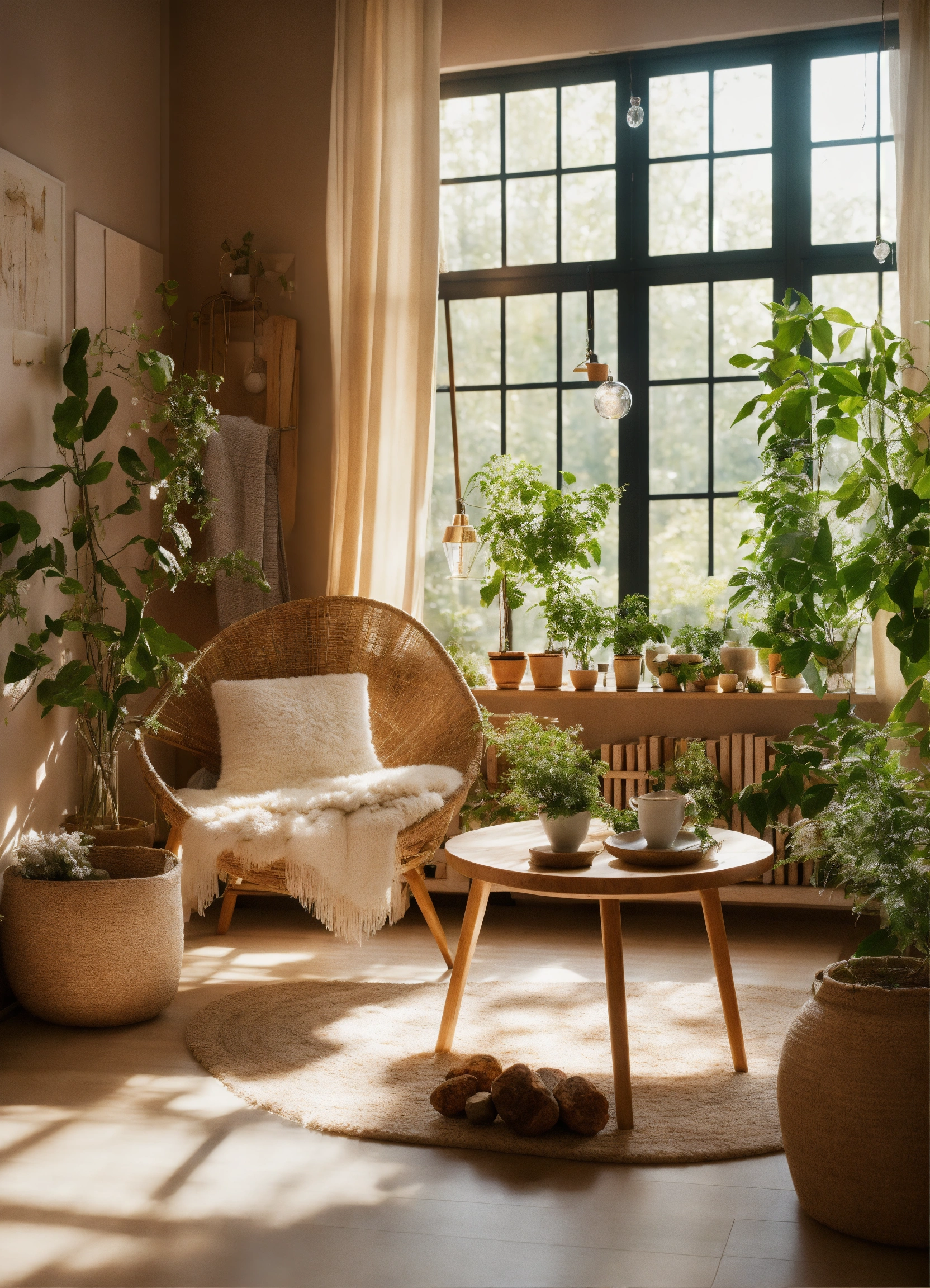 Serene bedroom with organic bedding and reclaimed wood furniture